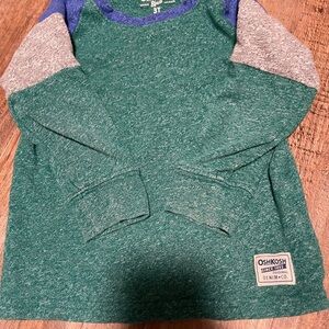 OshKosh B'gosh Green Long Sleeve Tee with Blue and Gray Accents
